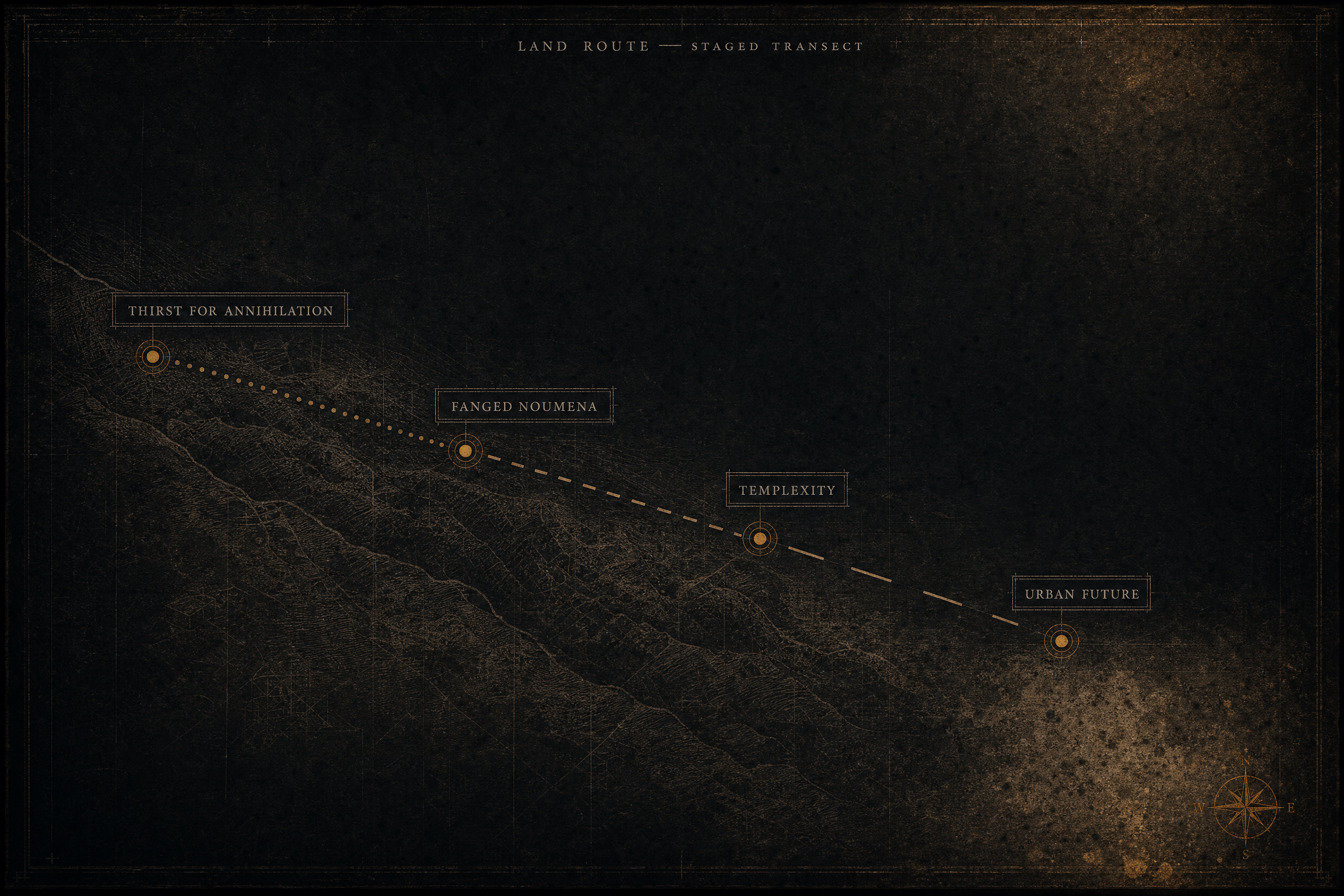 route map for Land Route: Nick Land: A Reading Guide, Unknown Lands - Lecture 1, A Nick Land Reader; Selected Writings, Nick Land