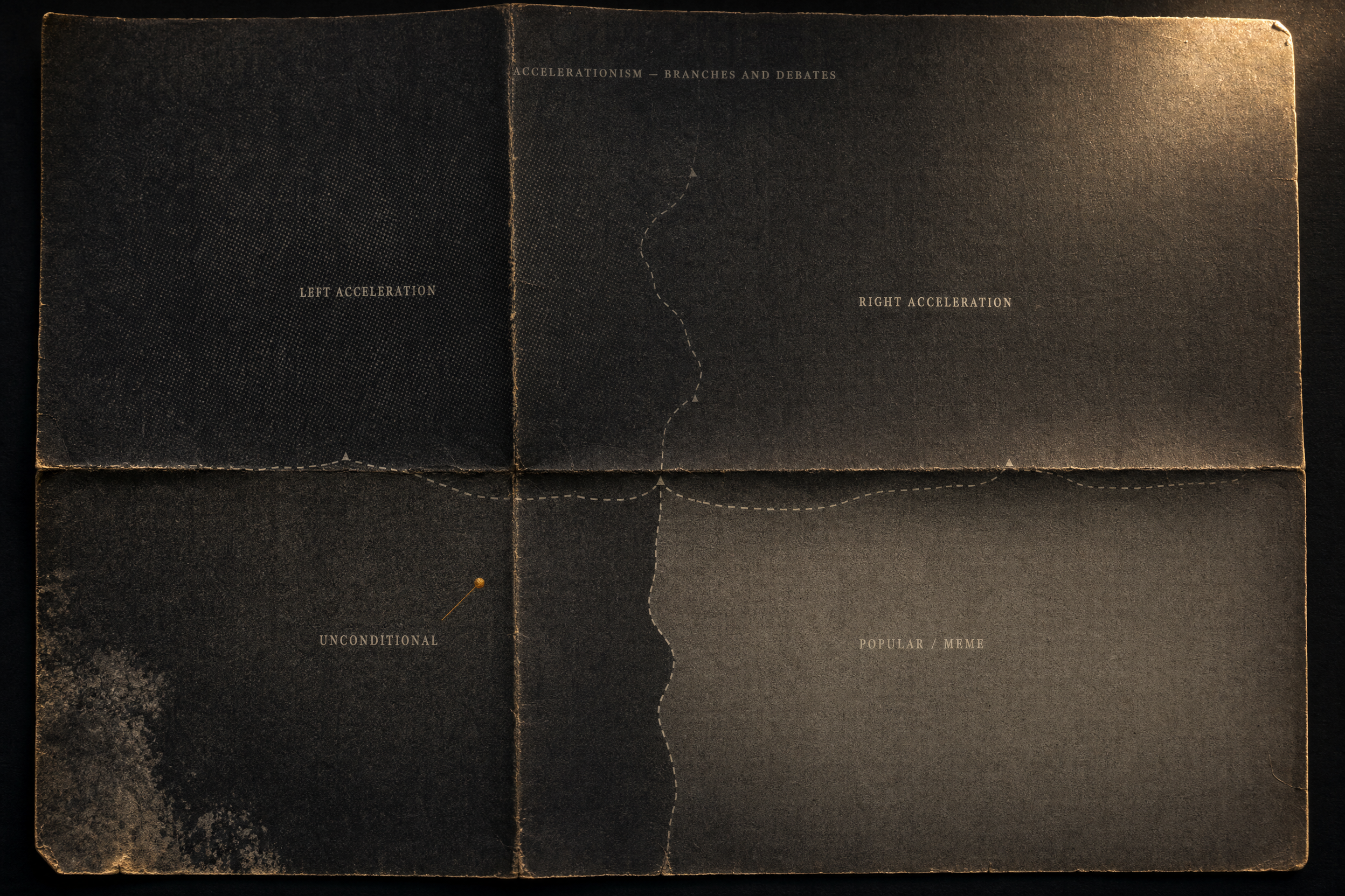 section cluster map for Accelerationism Branches And Debates: Accelerationism, Hyperstition, Nick Land, Robin Mackay