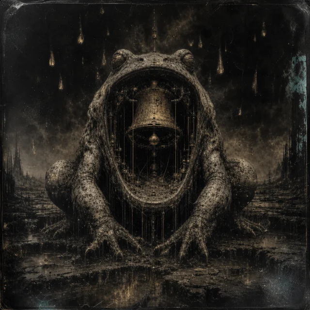 Generated editorial portrait for Krako, Pandemonium slot M06, net-span 4::0: The Croaking Curse; amphidemon of Burning-Hail.