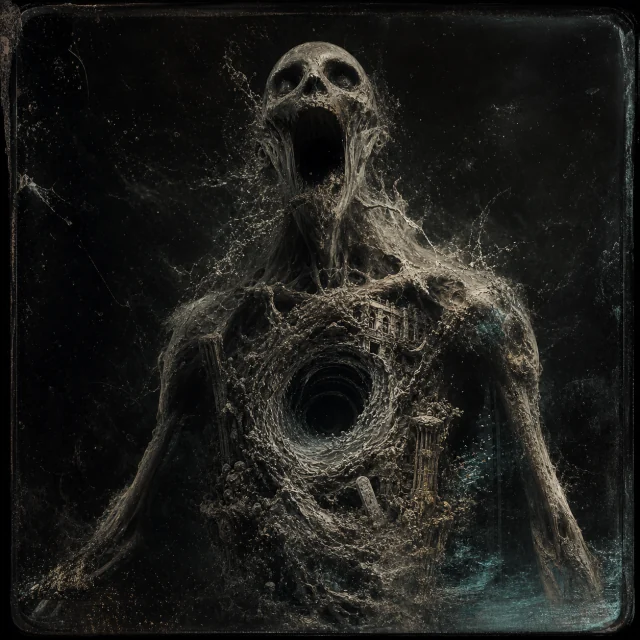Generated editorial portrait for Sukugool, Pandemonium slot M07, net-span 4::1: The Sucking-Ghoul; cyclic chronodemon of deluge and implosion.