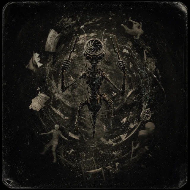 Generated editorial portrait for Tikkitix, Pandemonium slot M13, net-span 5::3: Clicking Menaces; amphidemon of Vortical Delirium.