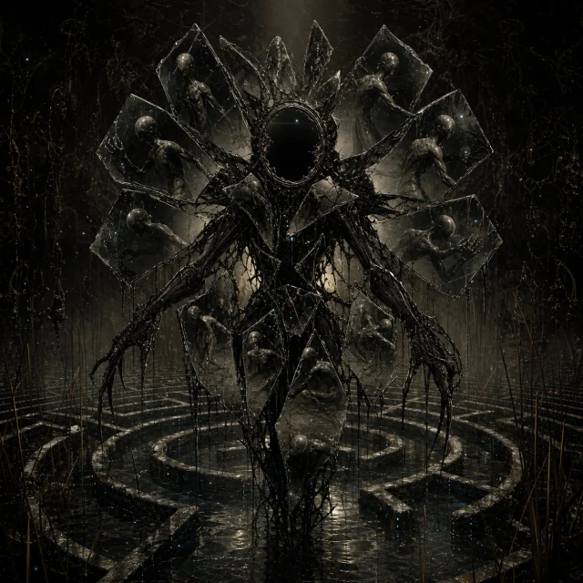 Generated editorial portrait for Oddubb, Pandemonium slot M23, net-span 7::2: Broken Mirror; syzygetic chronodemon of Swamp-Labyrinths (and blind-doubles).