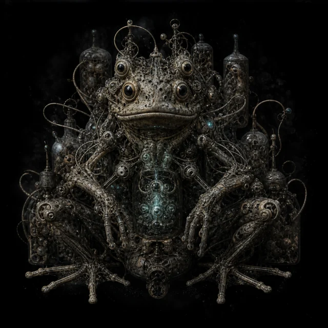 Generated editorial portrait for Pabbakis, Pandemonium slot M24, net-span 7::3: Dabbler; amphidemon of Interference (and fakery).