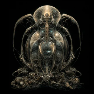 Generated editorial portrait for Mommoljo, Pandemonium slot M34, net-span 8::6: Alien Mother; amphidemon of Xenogenesis.